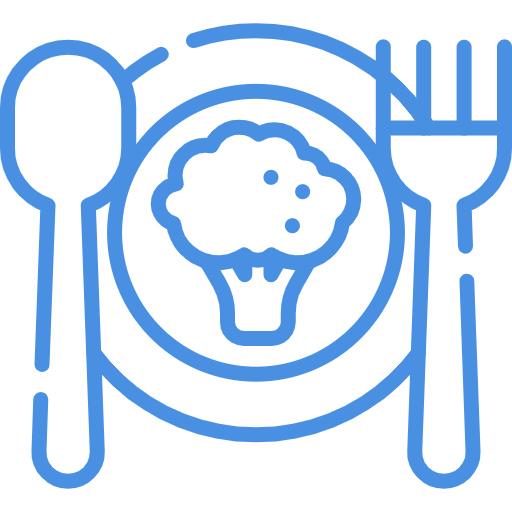 Icône représentant une assiette équilibrée, symbolisant la rééducation alimentaire simple et durable proposée par SafeCore, sans privation ni contraintes.